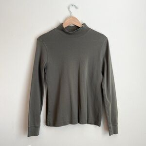 Lands' End Olive Green Cotton Turtleneck